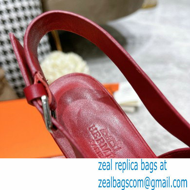 Hermes Heel 6cm Elbe Sandals Burgundy 2022