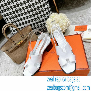 Hermes Heel 6cm Elbe Sandals White 2022