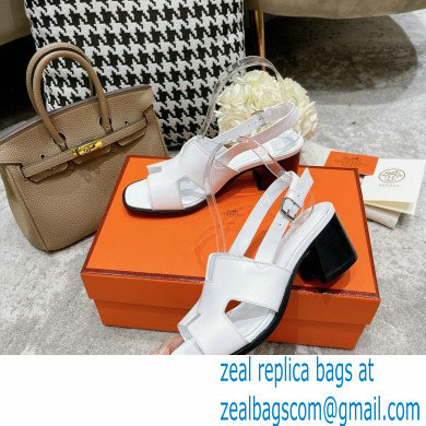 Hermes Heel 6cm Elbe Sandals White 2022
