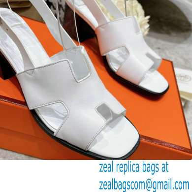 Hermes Heel 6cm Elbe Sandals White 2022