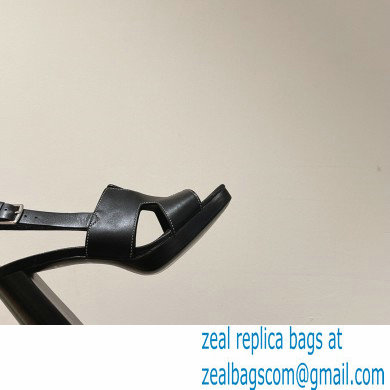 Hermes Heel 9cm Elbe Sandals Black 2022