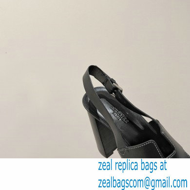 Hermes Heel 9cm Elbe Sandals Black 2022