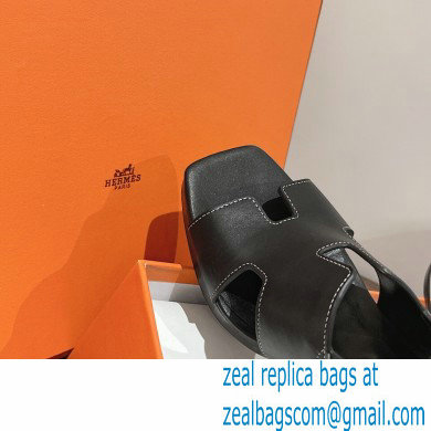 Hermes Heel 9cm Elbe Sandals Black 2022 - Click Image to Close