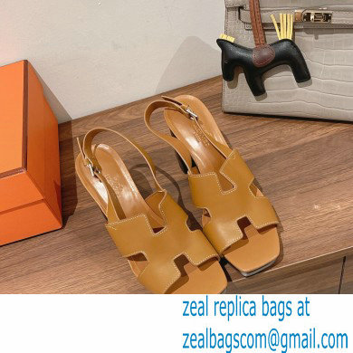 Hermes Heel 9cm Elbe Sandals Brown 2022 - Click Image to Close