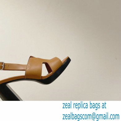 Hermes Heel 9cm Elbe Sandals Brown 2022