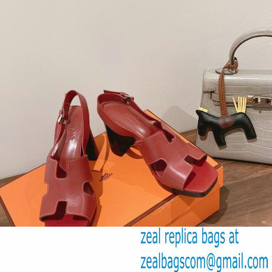 Hermes Heel 9cm Elbe Sandals Burgundy 2022