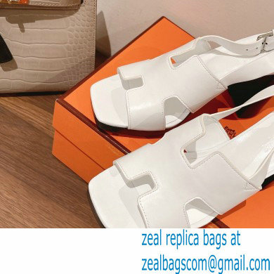 Hermes Heel 9cm Elbe Sandals White 2022 - Click Image to Close