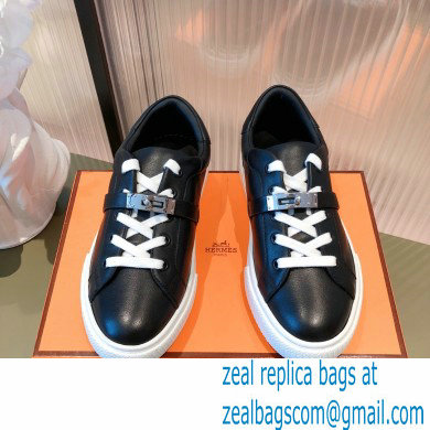 Hermes Kelly buckle Calfskin Day Sneakers Black 2022