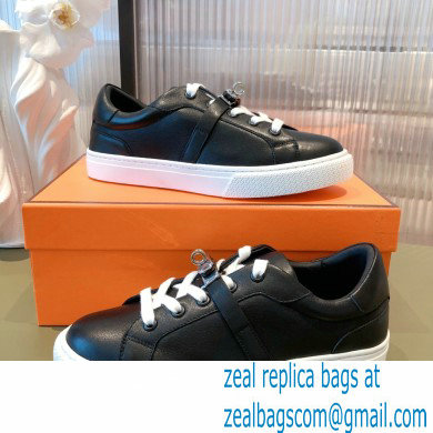 Hermes Kelly buckle Calfskin Day Sneakers Black 2022 - Click Image to Close