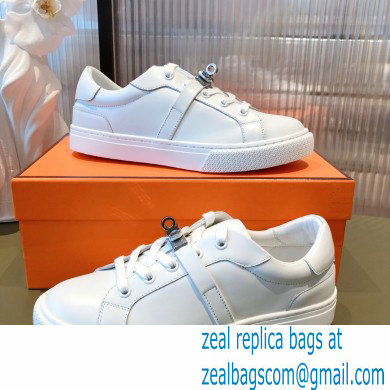 Hermes Kelly buckle Calfskin Day Sneakers White 2022 - Click Image to Close