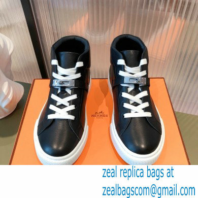 Hermes Kelly buckle Calfskin Daydream High-top Sneakers Black 2022