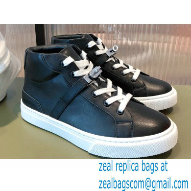 Hermes Kelly buckle Calfskin Daydream High-top Sneakers Black 2022