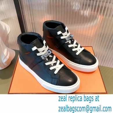 Hermes Kelly buckle Calfskin Daydream High-top Sneakers Black 2022