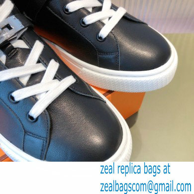 Hermes Kelly buckle Calfskin Daydream High-top Sneakers Black 2022