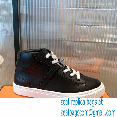 Hermes Kelly buckle Calfskin Daydream High-top Sneakers Black 2022