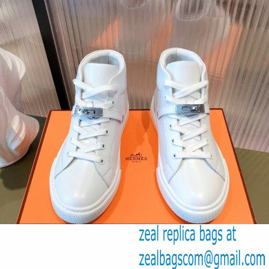 Hermes Kelly buckle Calfskin Daydream High-top Sneakers White 2022