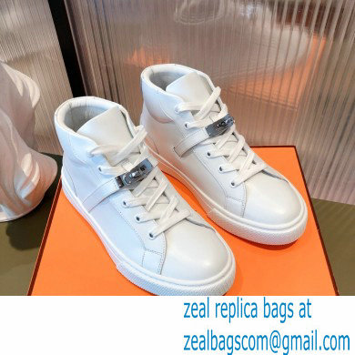 Hermes Kelly buckle Calfskin Daydream High-top Sneakers White 2022