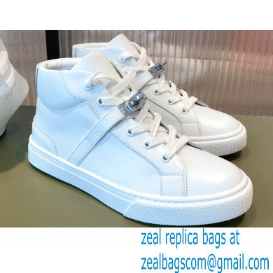 Hermes Kelly buckle Calfskin Daydream High-top Sneakers White 2022