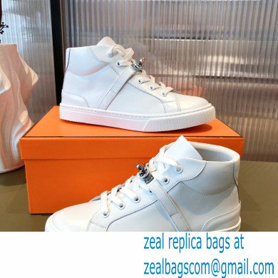 Hermes Kelly buckle Calfskin Daydream High-top Sneakers White 2022 - Click Image to Close