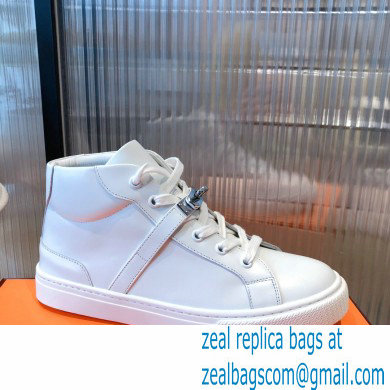Hermes Kelly buckle Calfskin Daydream High-top Sneakers White 2022 - Click Image to Close
