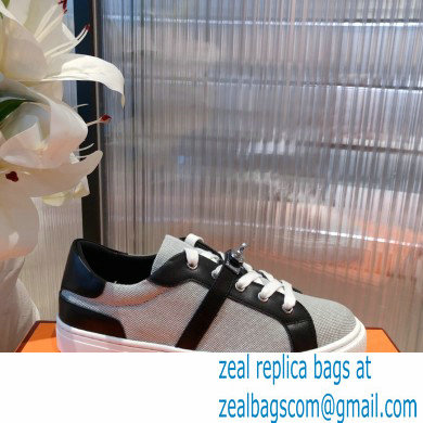 Hermes Kelly buckle perforated Calfskin Day Sneakers Black 2022