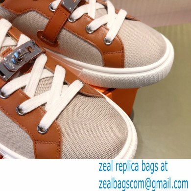 Hermes Kelly buckle perforated Calfskin Day Sneakers Brown 2022 - Click Image to Close
