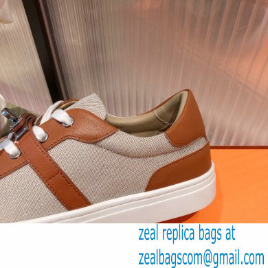 Hermes Kelly buckle perforated Calfskin Day Sneakers Brown 2022