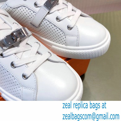 Hermes Kelly buckle perforated Calfskin Day Sneakers White 2022 - Click Image to Close