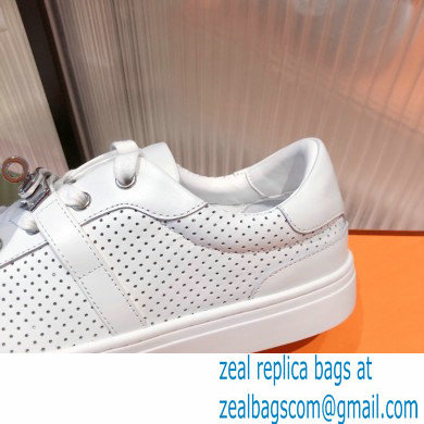 Hermes Kelly buckle perforated Calfskin Day Sneakers White 2022