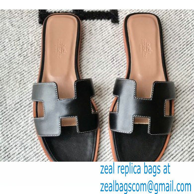 Hermes Oran Flat Sandals in Swift Box Calfskin 07