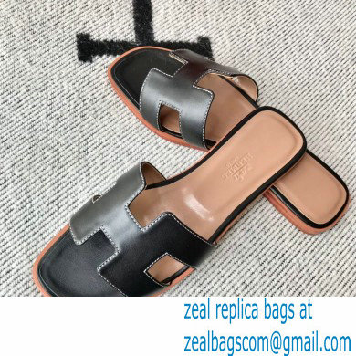 Hermes Oran Flat Sandals in Swift Box Calfskin 07