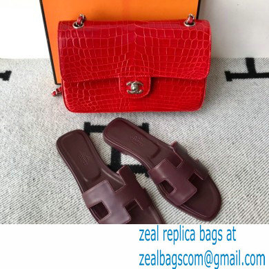 Hermes Oran Flat Sandals in Swift Box Calfskin 10