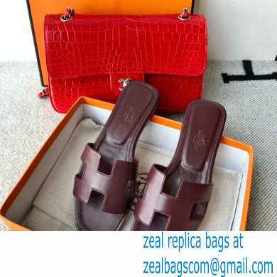 Hermes Oran Flat Sandals in Swift Box Calfskin 10