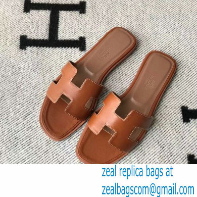 Hermes Oran Flat Sandals in Swift Box Calfskin 12