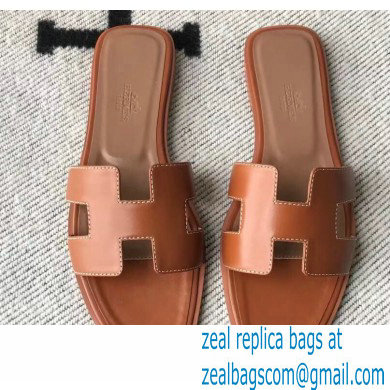 Hermes Oran Flat Sandals in Swift Box Calfskin 12