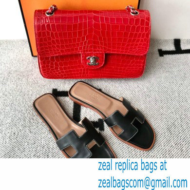 Hermes Oran Flat Sandals in Swift Box Calfskin 19