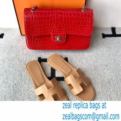 Hermes Oran Flat Sandals in Swift Box Calfskin 24