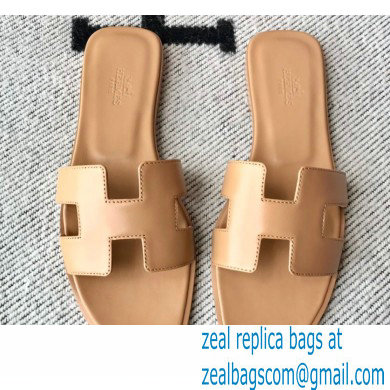 Hermes Oran Flat Sandals in Swift Box Calfskin 24