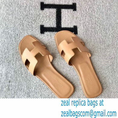 Hermes Oran Flat Sandals in Swift Box Calfskin 24