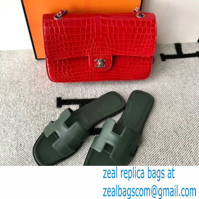 Hermes Oran Flat Sandals in Swift Box Calfskin 27