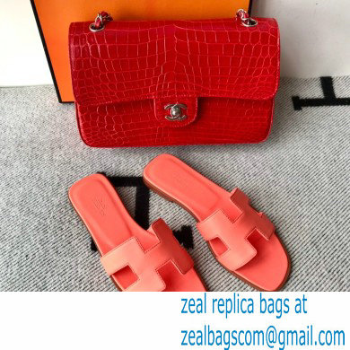 Hermes Oran Flat Sandals in Swift Box Calfskin 28