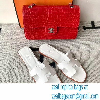 Hermes Oran Flat Sandals in Swift Box Calfskin 30