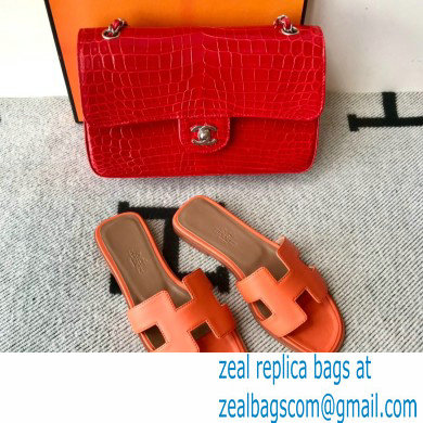 Hermes Oran Flat Sandals in Swift Box Calfskin 33