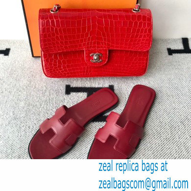 Hermes Oran Flat Sandals in Swift Box Calfskin 37