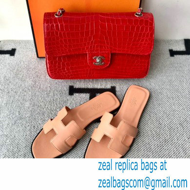 Hermes Oran Flat Sandals in Swift Box Calfskin 38