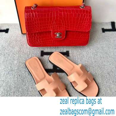 Hermes Oran Flat Sandals in Swift Box Calfskin 38