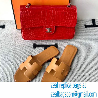 Hermes Oran Flat Sandals in Swift Box Calfskin 40