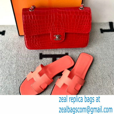 Hermes Oran Flat Sandals in Swift Box Calfskin 41