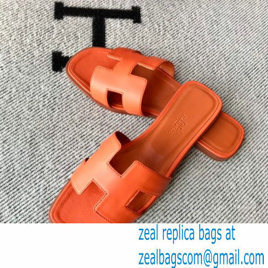 Hermes Oran Flat Sandals in Swift Box Calfskin 42