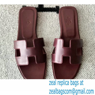 Hermes Oran Flat Sandals in Swift Box Calfskin 43